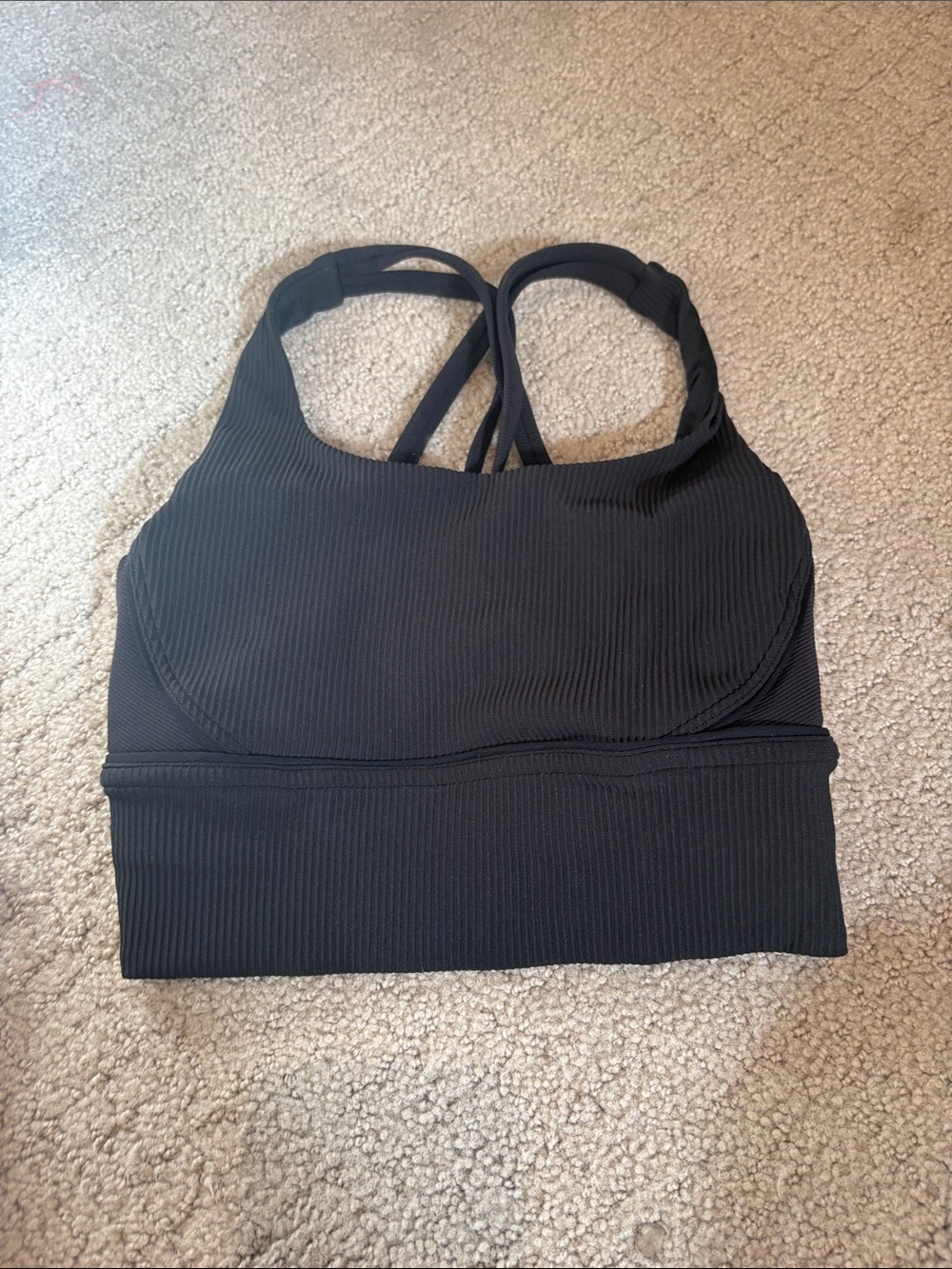 lululemon athletica Black Ribbed Strappy Sports Bra